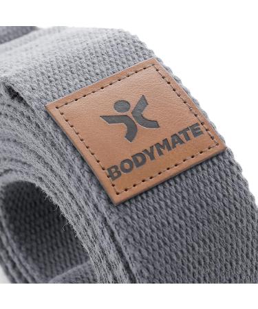 Bodymate Yoga Belt with Metal Closure - 100% Cotton Yoga Strap for Beginners & Advanced | 250cm Cool Gray Yoga Band - Buy Online on GoSupps.com