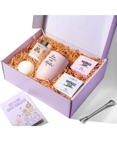 Gifts for Women Spa Gift Set Gift Box for Women Relaxing Spa Kit Self Care Gift with Wine Tumbler Handmade Soap Bath Bomb & More Birthday Gift Ideas for Women Her Friend Mom