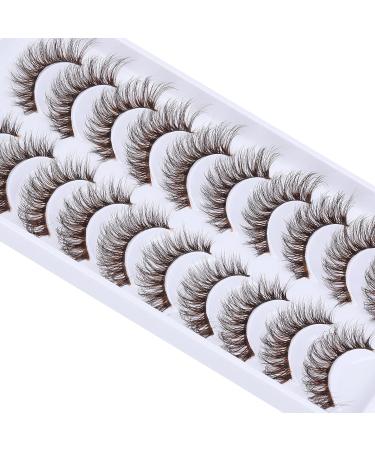Ruairie Brown 14MM Natural Look Cat Eye False Eyelashes - Fluffy Wispy Strip Lashes (10 Pairs) - Buy Online on GoSupps.com