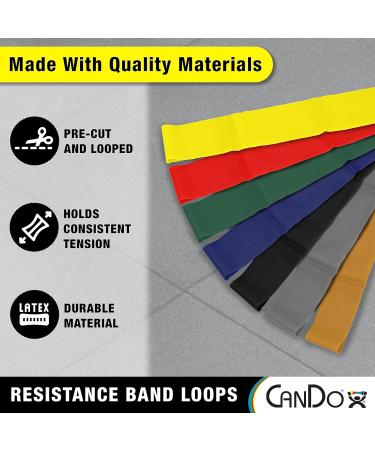 CanDo Set of 5 - Colorful Resistance Bands (Yellow Red Green Blue Black) - Versatile Exercise Equipment for Home & Gym - International Shipping Available - Buy Online on GoSupps.com