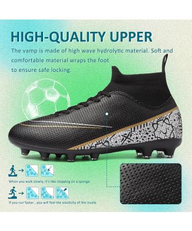 GRESKY Soccer Cleats AG/FG - Black - Size 6.5 Women/5.5 Men | Premium Soccer Shoes for Men, Women, and Big Boys - Buy Online on GoSupps.com