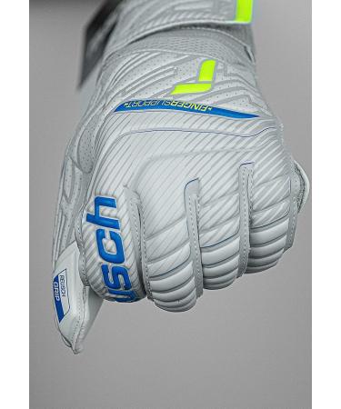 Reusch Men s Attract Finger Support Goalkeeper Gloves - Unisex Outer Seam Cut Grip Surface Light Gray-Blue-Yellow Adult Football Gloves with Finger Protection - Size 8 - Buy Online on GoSupps.com