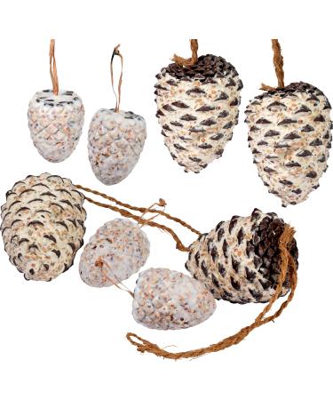 DoBar 24104e Premium bird feed mix - filled pine pins with fat feed for wild birds - high -quality bird feed mixture in the set - all -year -old feed for garden/terrace - 8 partly huge plug