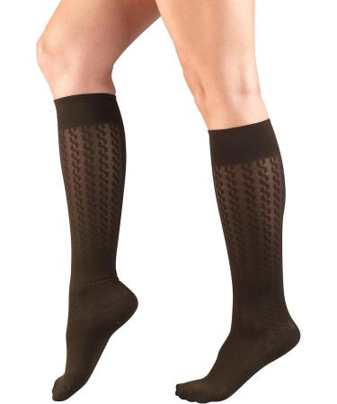 Truform Compression Socks for Women - 15-20 mmHg Knee High Brown Cable Knit - Medium Size (Pack of 3) - Stylish Dress Socks for All-Day Comfort - Buy Online on GoSupps.com