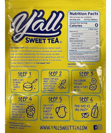 Yall Sweet Tea - 10 Pack Perfect Batch Tea Bags for Southern Sweet Tea - One Gallon Size - Caffeinated - 10 Count Pack - Buy Online on GoSupps.com