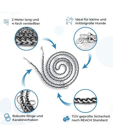 Reflective 2m Adjustable Dog Leash - Weatherproof & Tearproof Paracord for Small to Large Dogs (Up to 15kg) - Very Good Test Grade - White/Black - Buy Online on GoSupps.com