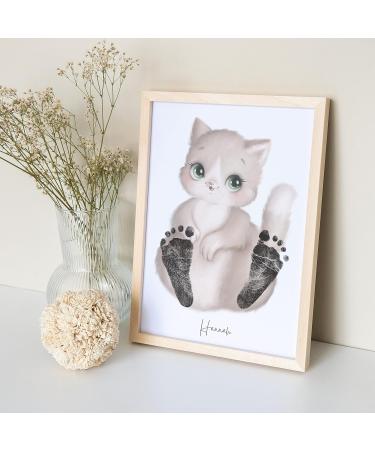 Personalized Baby Footprint Animal Poster - Nursery Decor for Milestones | Cat Design | A4 Size (Foot Length Up to 6cm) - Buy Online on GoSupps.com