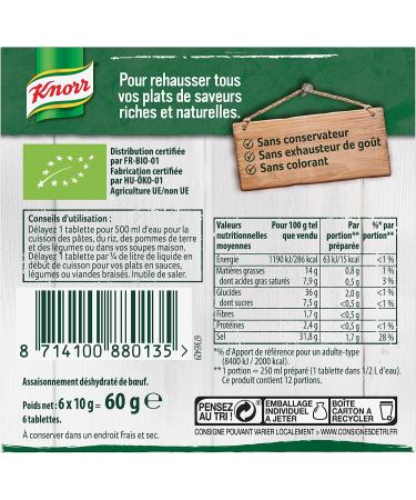 Knorr Bio Bouillon Cubes Beef Flavor 6 Cubes 60 g - Buy Online on GoSupps.com