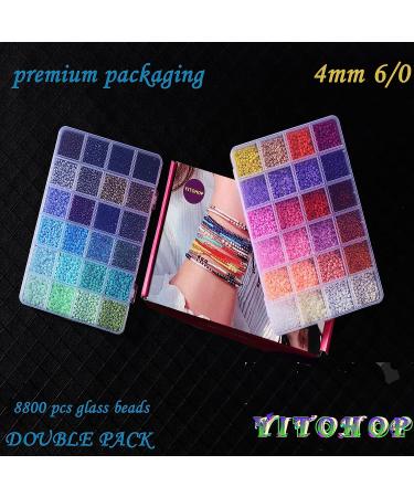 YITOHOP 8800+pcs 4mm 12/0 Glass Seed Beads Kit - 48 Colors for Jewelry Making - Teen Girls Crafts Gift - Ages 8-12 - Buy Online on GoSupps.com