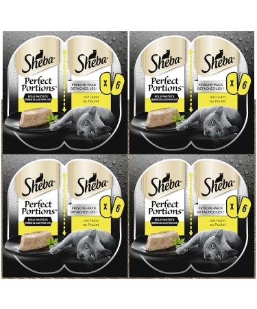 Sheba Katznassfutter Perfect Portions 48 bowls 6x37.5g (8 -pack) - high -quality cat food wet pate with chicken chicken 37.5 g (48 pack)