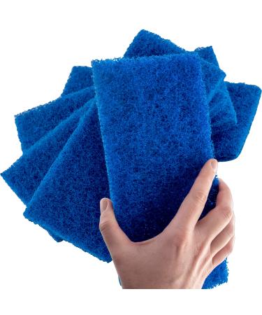 Medium Duty XL Blue Scouring Pad 5 Pack. 10 x 4.5in Large Multipurpose Nylon Scrubbing Sponges. Clean Kitchens, Bathrooms, Counters and Floors to Erase Grime and Make Surfaces Sparkle