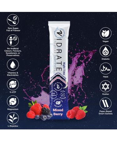 ViDrate Night Time Mixed Berry Electrolytes Powder - 8 Sachets, Sugar-Free Hydration with Vitamins - Replenish Electrolytes and Stay Hydrated - Buy Online on GoSupps.com