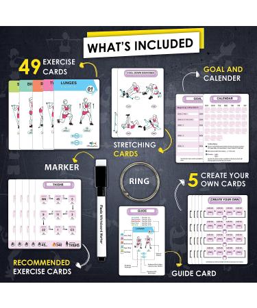 Pilates Bar Workout Cards - 58 Exercise Cards with Stick | Pilates Postures, Instructions, Breathing Tips | Free Ring & Marker - Buy Online on GoSupps.com