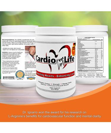 Cardio for Life L-Arginine Powder 16oz Orange - Natural Nitric Oxide Supplement for Cardiovascular Health - Regulate Cholesterol & Blood Pressure - Increase Energy - 16 Ounce - Buy Online on GoSupps.com