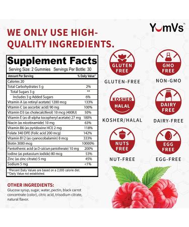 YumVee Raspberry Multivitamins for Teens | 60 Jellies - Essential Nutrients - Buy Online on GoSupps.com