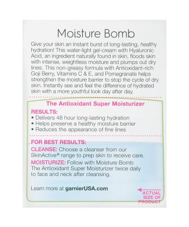 Garnier SkinActive Moisture Bomb Antioxidant Super Moisturizer 1.7 oz | Hydrate & Nourish Your Skin - Buy Online on GoSupps.com
