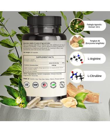 Fadogia Agrestis Tongkat Ali 1200mg - USA Made Herbal Supplement with L-Citrulline and L-Arginine | Vinatura Supplements - Buy Online on GoSupps.com
