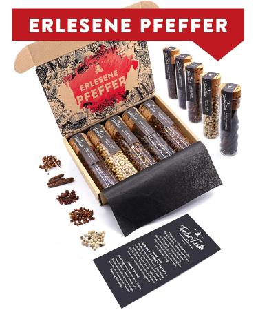 Timber Taste Pfeffer Gift Set - 5 Exquisite Peppers from Around the World | Perfect Easter Gift for Adults & Pepper Lovers | Noble Pepper Selection - Buy Online on GoSupps.com