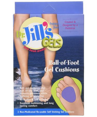 Dr. Jills Gel Ball of Foot Cushions (Self-Sticking and Re-Usable) 1 Pair (Pack of 1)