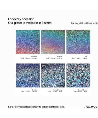 Hemway Biodegradable Eco Body Glitter - Cosmetic Safe Gun Metal Holographic - 100g Fine Grade 1/128 | Eco-Friendly Cosmetic Glitter - Buy Online on GoSupps.com