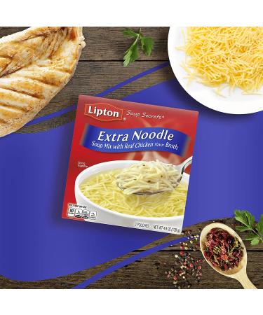 Lipton Soup Secrets Extra Noodle Soup Mix with Real Chicken Broth Flavor 4.9 oz 2 ct - Pack of 12 - Buy Online on GoSupps.com
