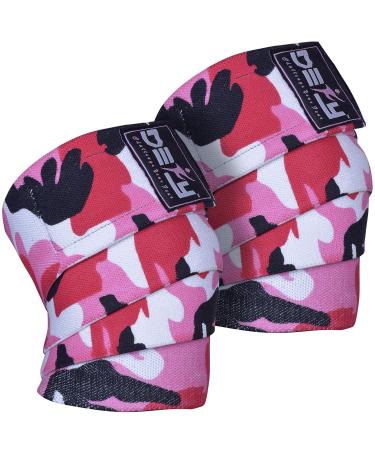 DEFY Sports' Knee Wraps for Weightlifting - Provides Knee Support for Powerlifting  Squats & Fitness Workouts - Ideal Knee Wrap for Men and Women (1 PAIR) (Pink Camo)