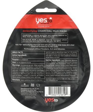 Yes To Tomatoes Detoxifying Mud Mask | Charcoal & Salicylic Acid | Vegan & Cruelty-Free | Acne Prevention & Purifying 1-Pack - Buy Online on GoSupps.com