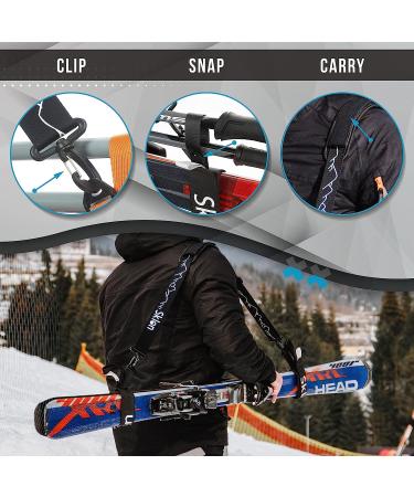 Sklon Ski Strap and Pole Carrier | Easy Transport for Ski Gear | Cushioned Shoulder Sling | Ideal for Families - Men, Women, Kids | Black - Buy Online on GoSupps.com