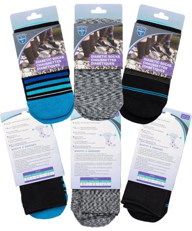 Dr. Segal's Non-Binding Socks - 3 Pack M/L - Blue/Black/Space Grey - Medium/Large - Buy Online on GoSupps.com