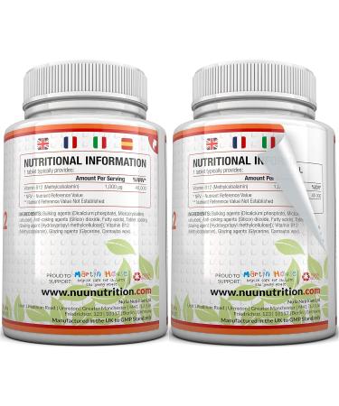High Strength Vitamin B12 1000mcg Methylcobalamin - 180 Vegetarian Tablets - 6 Month Supply - Made in UK - Buy Online on GoSupps.com
