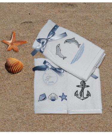 Luxury Ocean Themed Dolphins Fingertip Towels - 6-Piece Set 12x20 Inches - Buy Online on GoSupps.com