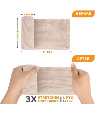 D&H Medical Elastic Bandage Wrap - 4 Pack Premium Compression Rolls (4" x 5' 3" x 5') for Wrist Calf Ankle & Foot - Includes Extra Clips - Buy Online on GoSupps.com