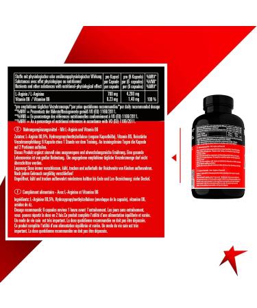 Arginine Caps - 200 High Dose Vegan Capsules | 100% Pure L-Arginine | Made in Germany for Maximum Nutrient Supply - Buy Online on GoSupps.com