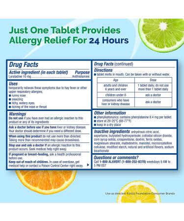Alavert Allergy 24 HR Relief Citrus Burst 10mg 60ct | Non-Drowsy Loratadine Tablets - Buy Online on GoSupps.com