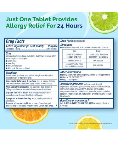 Alavert 24-Hour Citrus Burst Allergy Relief Orally Disintegrating Tablets - 18 Count Pack - Buy Online on GoSupps.com