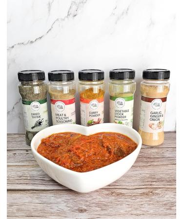 Aga's Wholesome Everyday Seasoning Combo Bundle 7 Items: Vegetable Stock Powder 100g Meat & Poultry Seasoning 100g Soupa Delish 100g Garlic Ginger & Onion Mix 100g Peppersoup Spice 100g Curry Powder 100g Dried Thyme 80g + Free Recipe ebook | Low Sodium &  - Buy Online on GoSupps.com