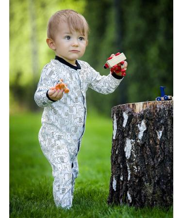 Sibinulo Baby Sleepsuit with Anti-Slip Feet | 100% Eco Cotton | Black Elephants | 12-18 Months - Buy Online on GoSupps.com