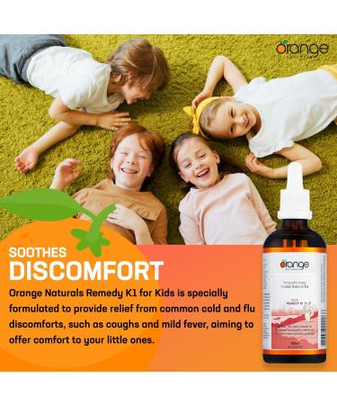 Orange Naturals - Remedy K1 for Kids - Formerly Cold+Flu for Kids - Gentle Relief for Cough & Dry Cough - 100ml Non-Drowsy Solution for Children - Buy Online on GoSupps.com