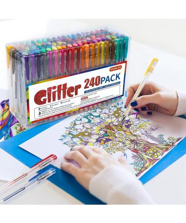 Shuttle Art 240 Pack Glitter Gel Pens - 120 Vibrant Colors - Perfect for Adult Coloring Books and Crafts - Includes 120 Refills - Buy Online on GoSupps.com