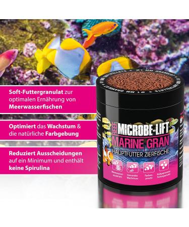 Microbe Lift Marine Gran - 250ml High Quality Fish Feed | Promotes Color & Growth in Saltwater Fish | Cold Pressed Granules - Buy Online on GoSupps.com