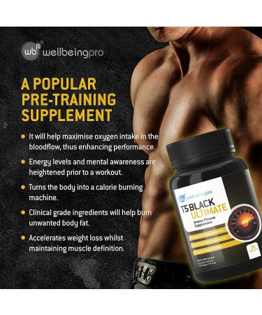 WBP T5 Black Ultimate (1 Month Supply) - Ultra High Strength Thermogenic Fat Burner - Keto Diet & Weight Management Pills - Vegan Friendly & GMP Certified UK Made Fitness Supplement - 30 Capsules - Buy Online on GoSupps.com