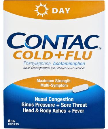 Contac Day Non-Drowsy Cold + Flu 8 Count - Fast Relief Formula - Buy Online on GoSupps.com
