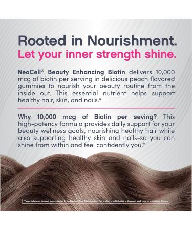 NeoCell biotin 10000mcg Gummies | 72 Count | Beauty Enhancing Supplement | Hair Skin and Nails | Peach Flavor - Buy Online on GoSupps.com