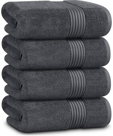 Utopia Towels 4 Piece Luxury Bath Towels Set, (27 x 54 Inches) 100% Ring Spun Cotton 600GSM, Lightweight and Highly Absorbent Quick Drying Towels for Bathroom, Gym, Spa, and Hotel (Grey) 27 x 54 Grey