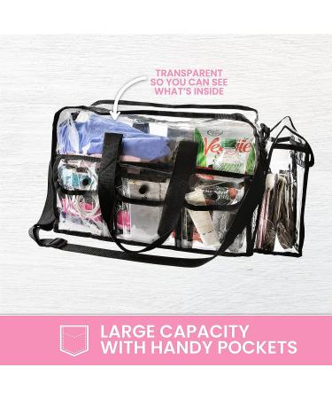 Large Clear Makeup Organizer Bag with Sturdy Zipper, Adjustable Strap, and 4 Exterior Pockets - 17 x 9 x 10 - Ideal for Toiletries - Large Cosmetic Bag - Buy Online on GoSupps.com