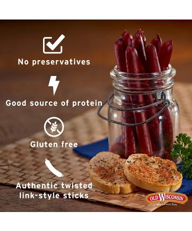 Old Wisconsin Beef Sausage Sticks - High Protein, Low Carb, Keto, Gluten Free, Naturally Smoked - 6oz - Buy Online on GoSupps.com