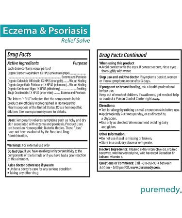 Puremedy Eczema & Psoriasis Relief Ointment - Natural Homeopathic Salve for Dry, Itchy Skin - 0.5 oz - Buy Online on GoSupps.com