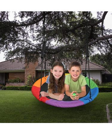 Saucer Tree Swing 40 | 700lb Capacity | 900D Oxford Fabric | Waterproof | Playground & Backyard Swing (Rainbow) - Buy Online on GoSupps.com