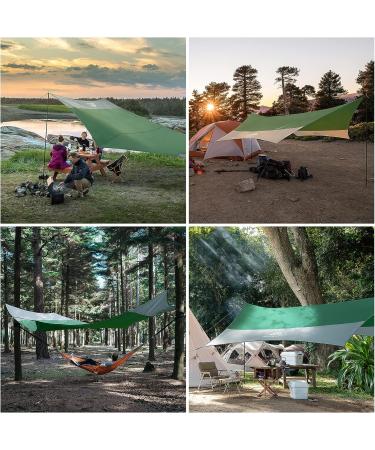 Forceatt 12X14FT Waterproof Camping Tarp with Poles - Lightweight Sun Shelter for Camping, Hiking, and Traveling - Green & Gray - Buy Online on GoSupps.com