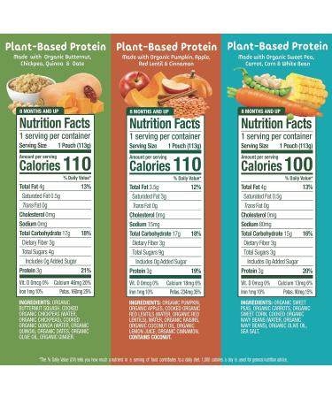 Sprout Organic Baby Food Stage 3 Pouches Variety Pack - Butternut Chickpea Pumpkin, Red Lentil, Sweet Pea White Bean Purees - 4 Oz (Pack of 18) - Buy Online on GoSupps.com